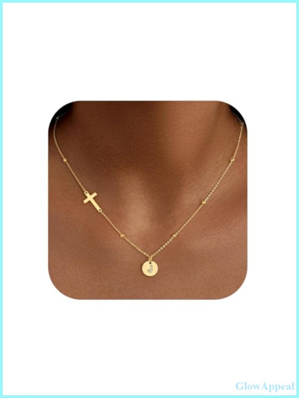 14K Gold Plated Sideways Cross Necklace 16" Adjustable Chain